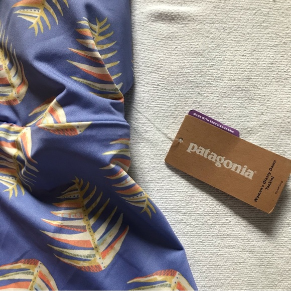 Patagonia Glassy Dawn tankini XL swim top Palms of My Heart lt. blue violet NWT - Picture 5 of 7